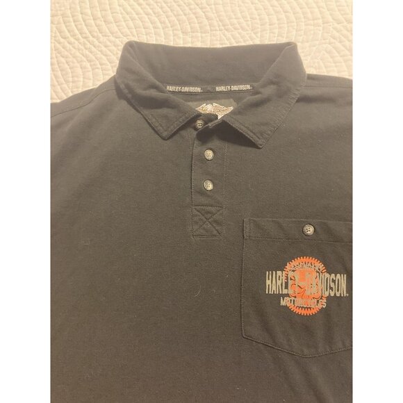 Harley Davidson Polo Shirt Short Sleeve Black Motorcycle Mens XL - Picture 7 of 7